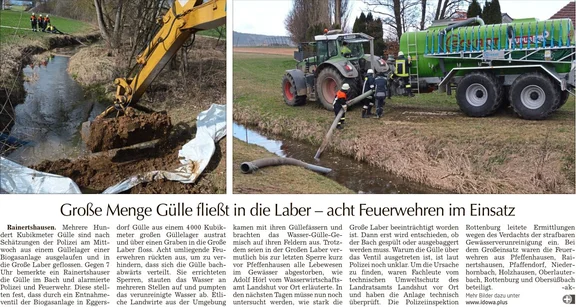 Bericht "Große Menge Gülle fließt in die Laber"