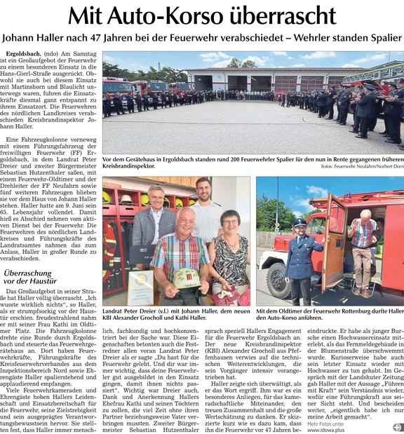 Bericht zur Verabschiedung von Johann Haller