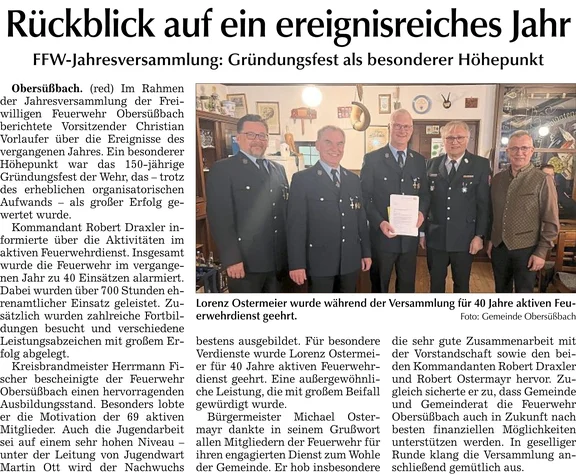 Bericht "Rückblick auf ein ereignisreiches Jahr"