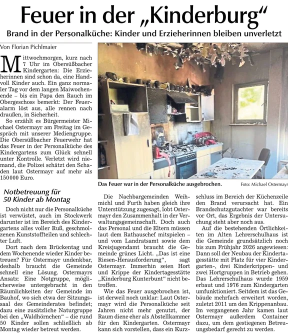 Bericht "Feuer in der Kinderburg"